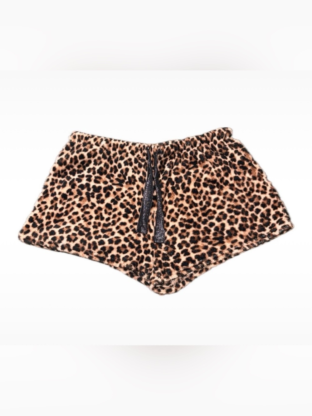 Leopard Print Plush Lounge Shorts - Brown/Tan
